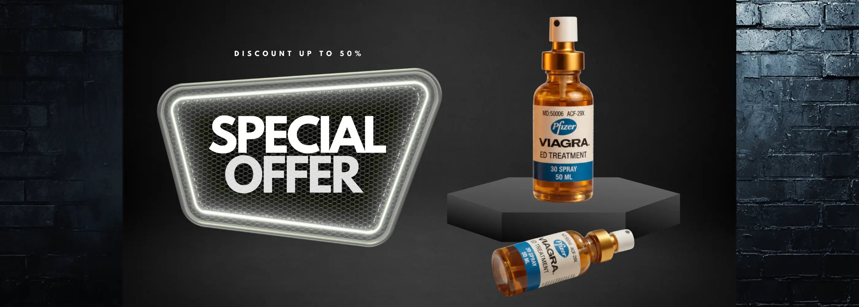 Viviscal hair care product with a special offer sign on a dark background